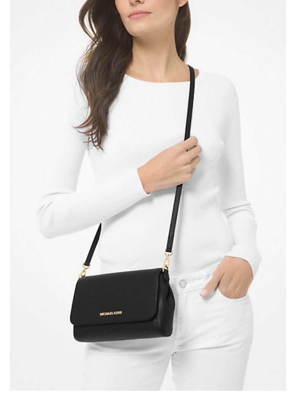 Michael Kors Jetset Black Leather Crossbody Bag